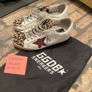 Golden Goose GGDB private edit size 38 used white leather sneaker cheetah